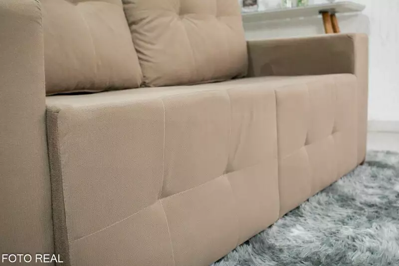 Sofá Retrátil 3 Lugares Havaí Larg. 1.80m Veludinho Bege IJ - Imagem 7