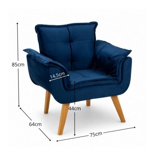 Alternative view of Poltrona Marlete Veludo Azul