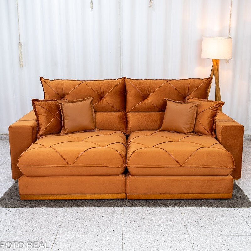 Sofá Retrátil Reclinável Gran Bello 2,50m Veludo Terracota 24 - Molas Ensacadas - Imagem 4