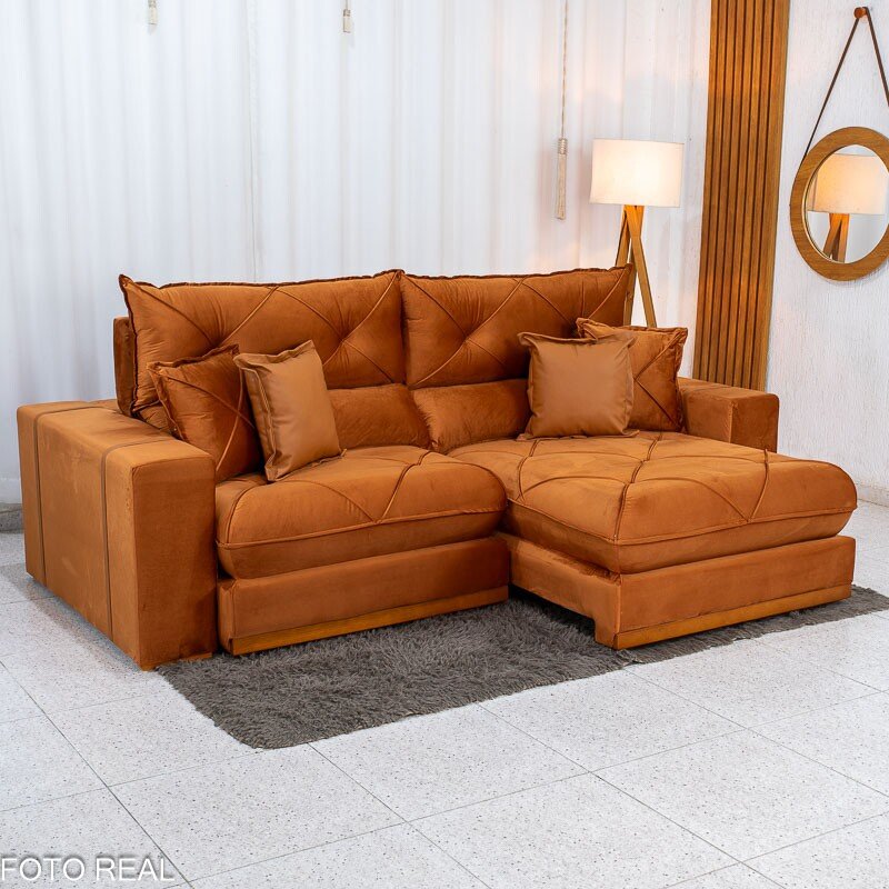 Sofá Retrátil Reclinável Gran Bello 2,50m Veludo Terracota 24 - Molas Ensacadas - Imagem 5