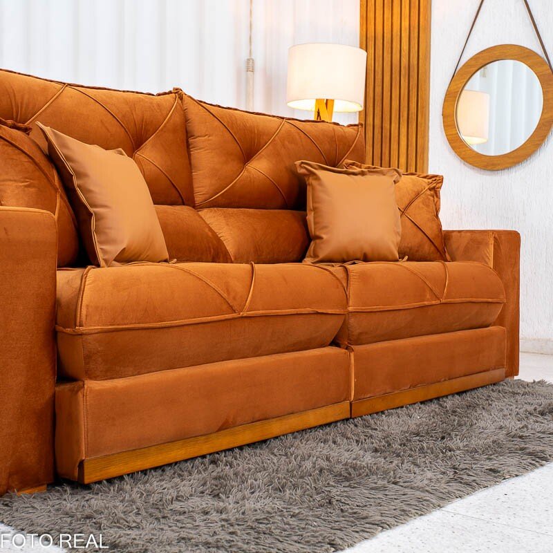 Sofá Retrátil Reclinável Gran Bello 2,50m Veludo Terracota 24 - Molas Ensacadas - Imagem 8