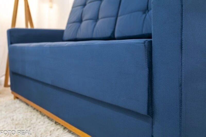 Sofá 3 Lugares Áustria + Poltrona Áustria Veludo Azul A16 - Imagem 5